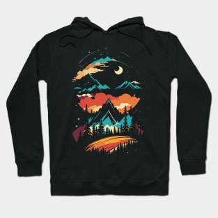 breathtaking mountain landscape with majestic trees and towering peaks in the background Hoodie